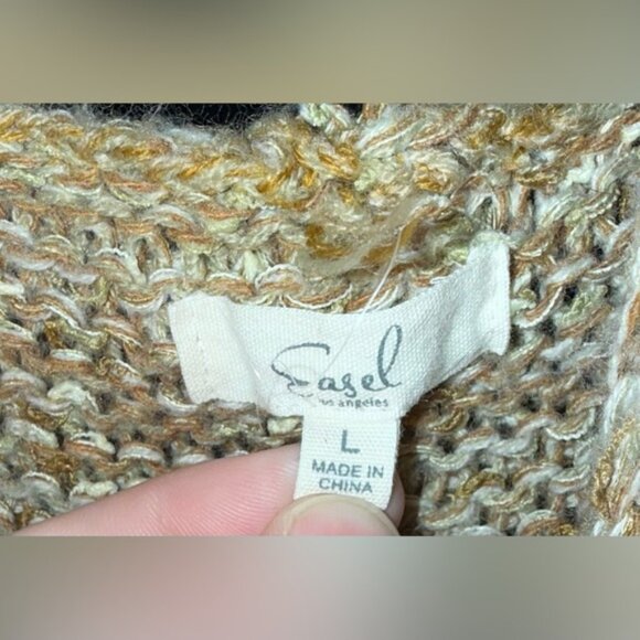 Easel Tan Knit Cardigan Knee Length Sweater. SUPER CUTE. Bought from boutique. - Picture 2 of 6